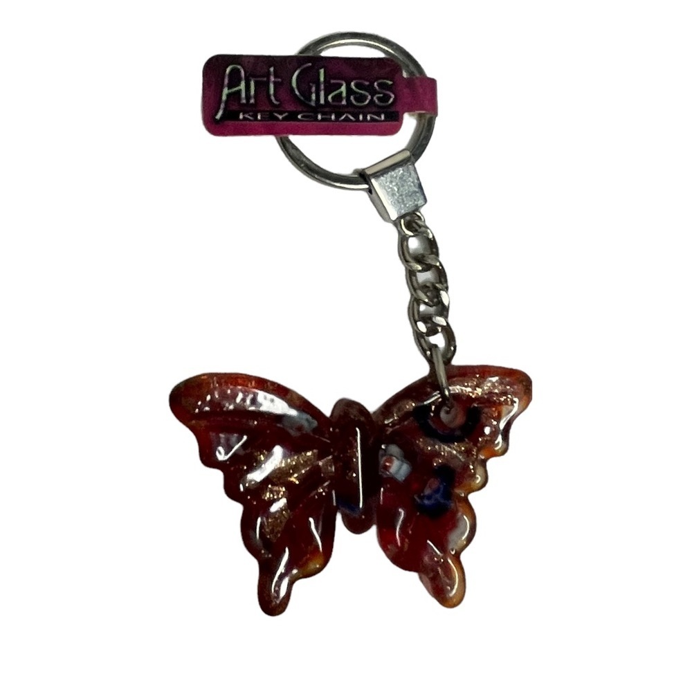 Art Glass Butterfly Key Ring/Purse Charm